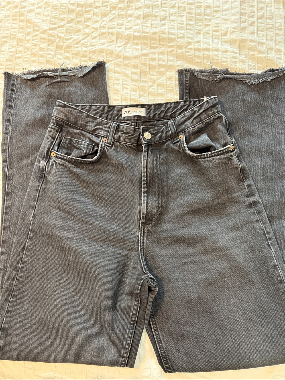 Zara High-Rise Straight Jeans - Faded Charcoal
